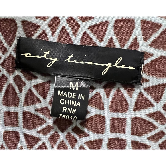 City Triangles Stretch Knit Sheath 3/4 Sleeve V Neck Mint Green & Brown Medium - Picture 10 of 12